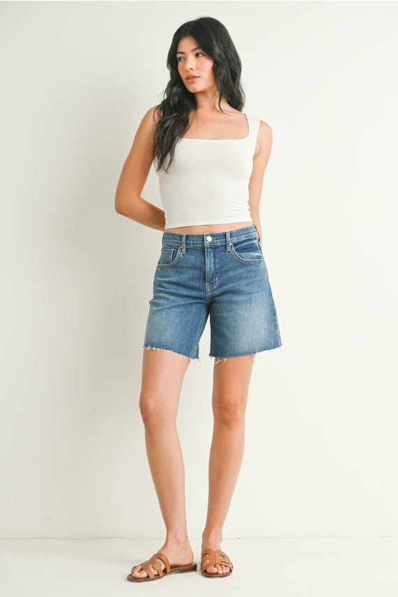 Denim Short Frayed Hem 7"