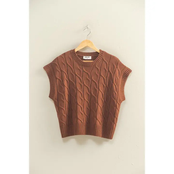 Sleeveless Oversized Cable Knit Sweater Vest