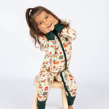 Holiday Vintage Christmas Bamboo Convertible Baby Pajamas