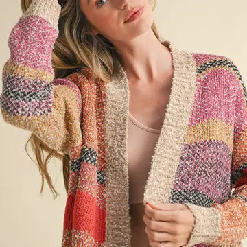 Oversized Color Block Cardigan