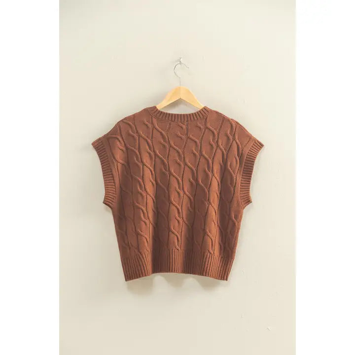 Sleeveless Oversized Cable Knit Sweater Vest