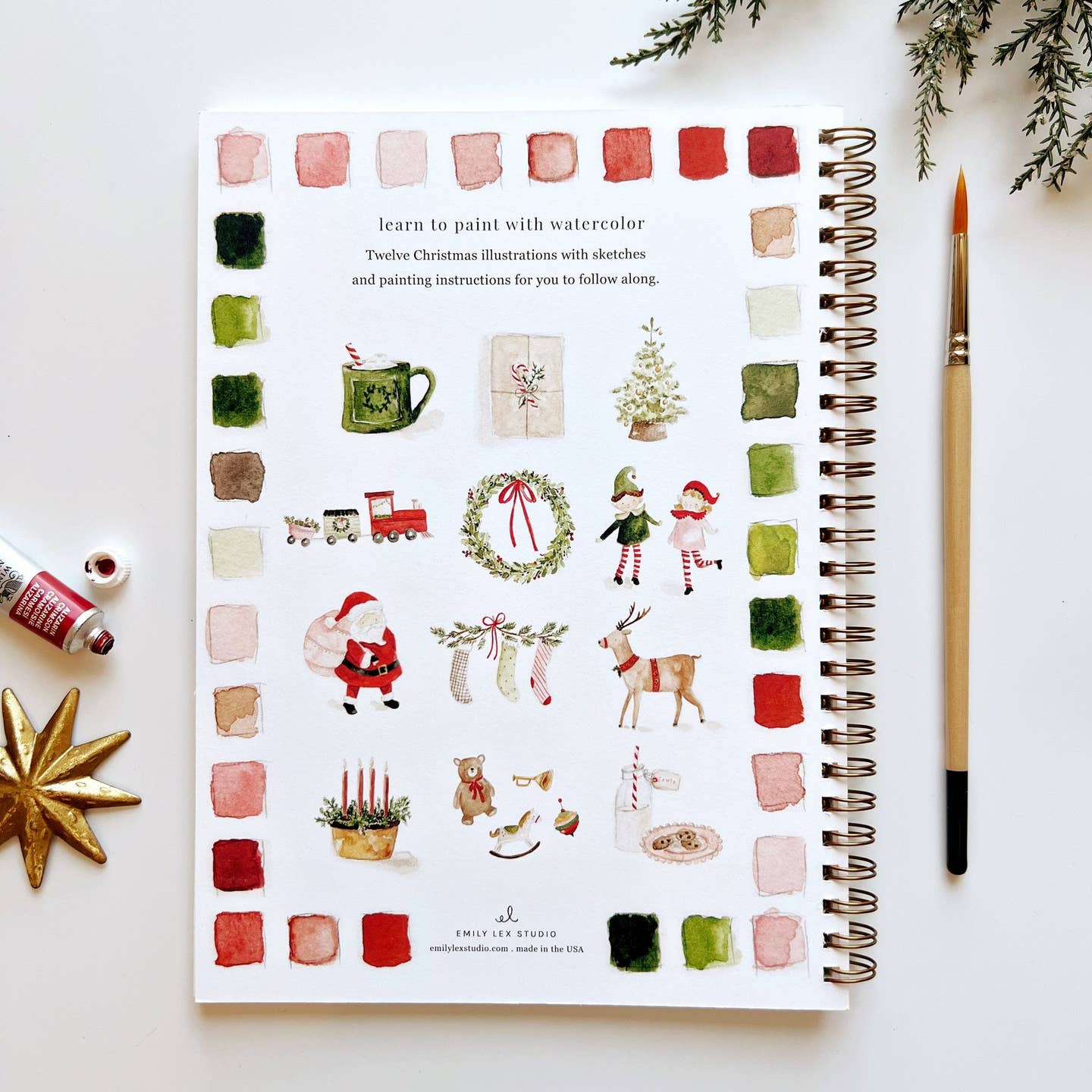 Christmas Theme Watercolor Workbooks