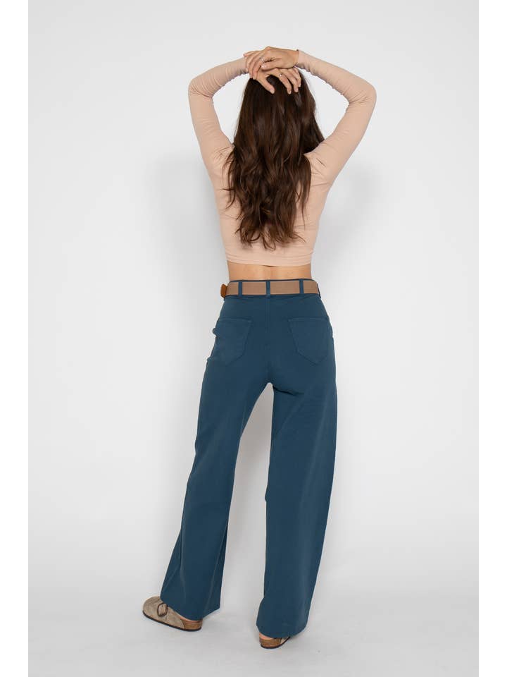 Flora Stretch Trouser High Rise Majolica Blue