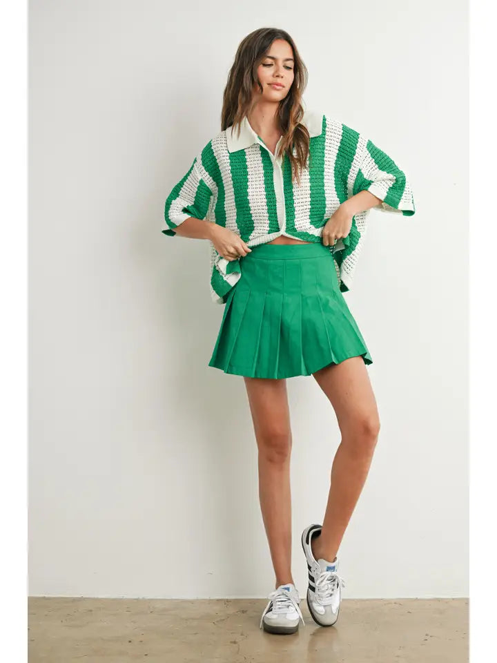 Striped Knit Button-Up Sweater