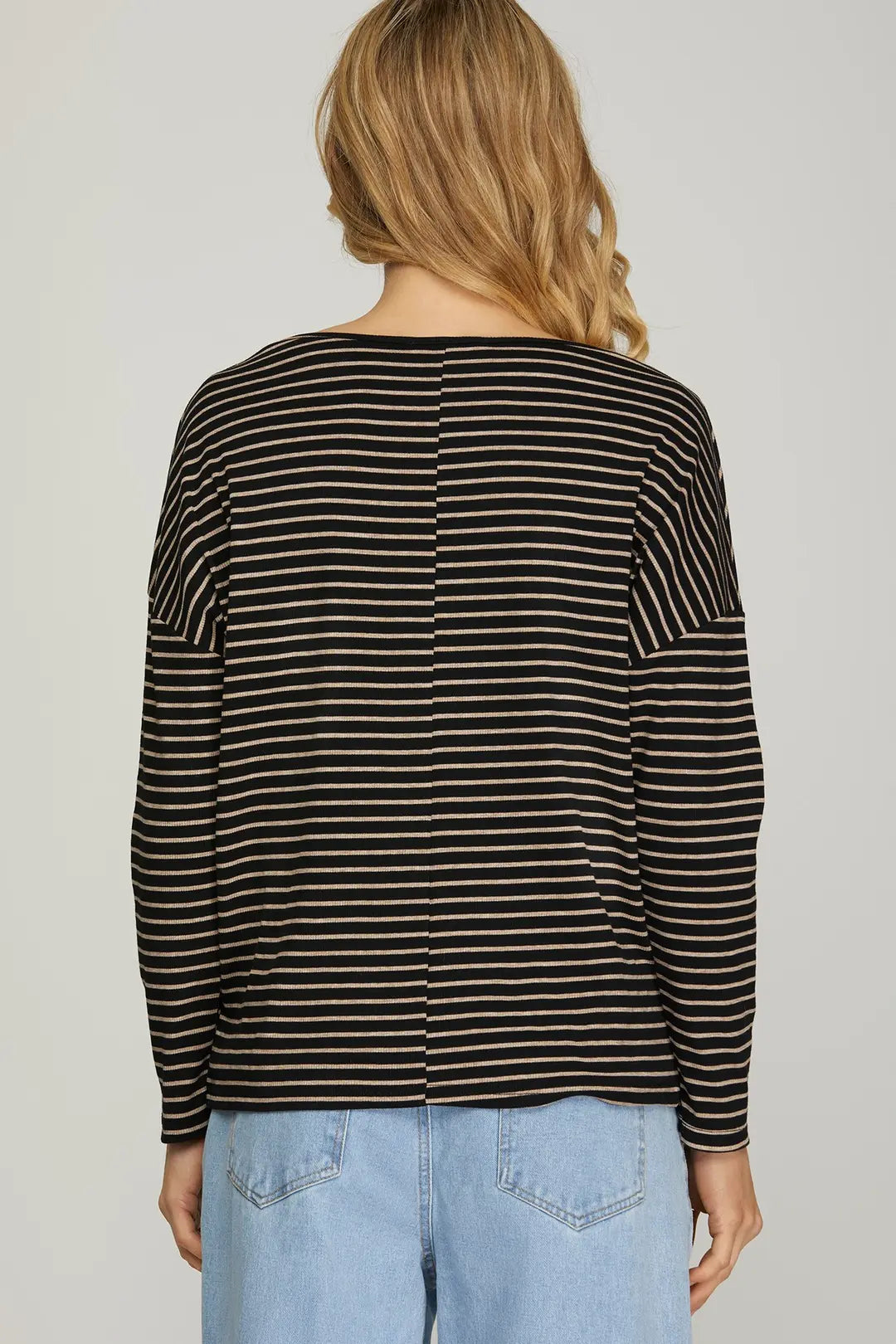 Long Sleeve Ribbed Stripe Top