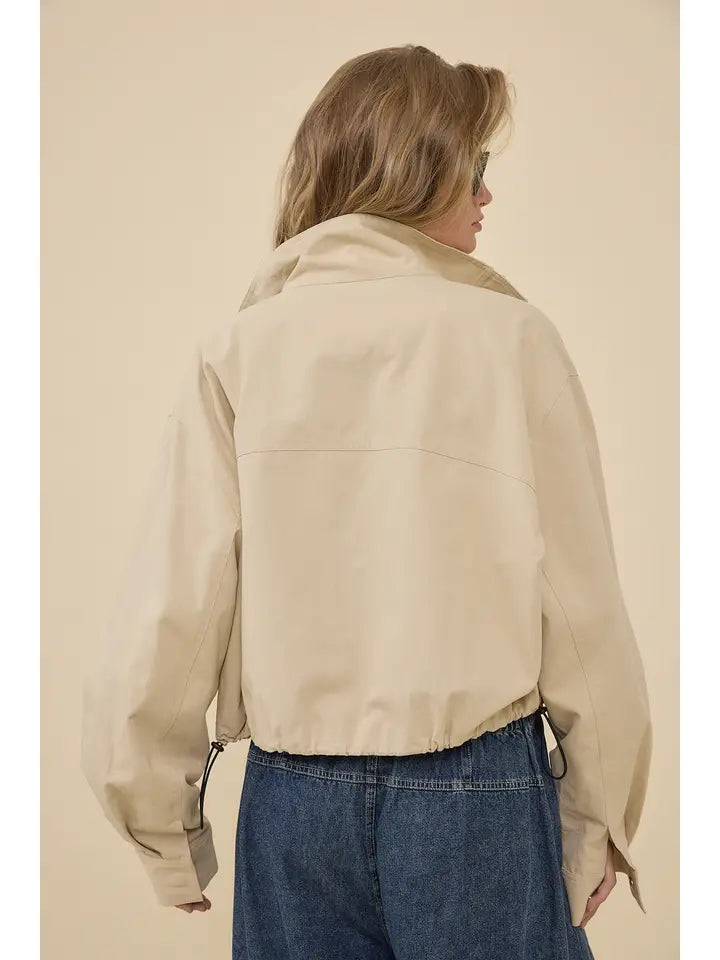 Stand Collar Drawstring Jacket