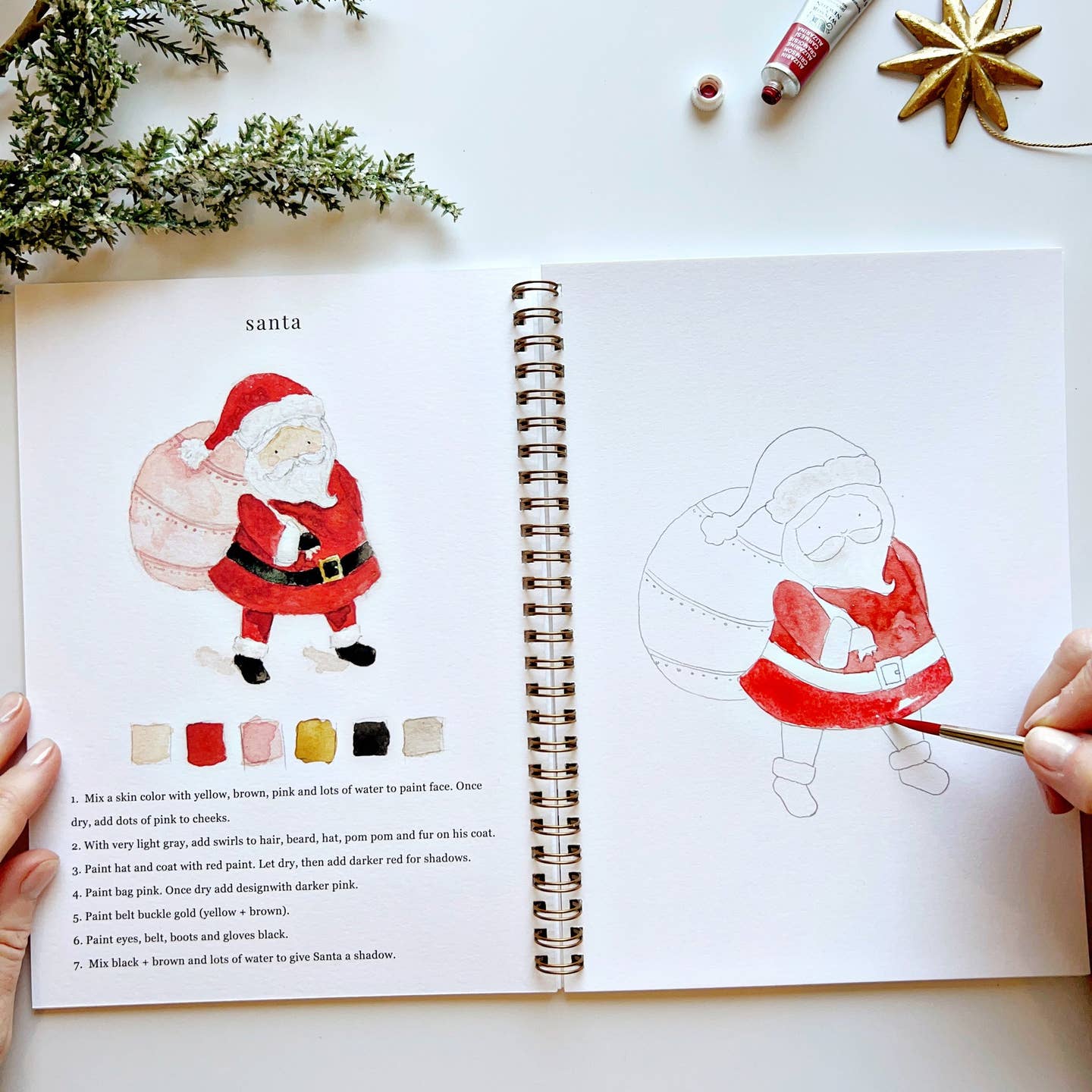 Christmas Theme Watercolor Workbooks