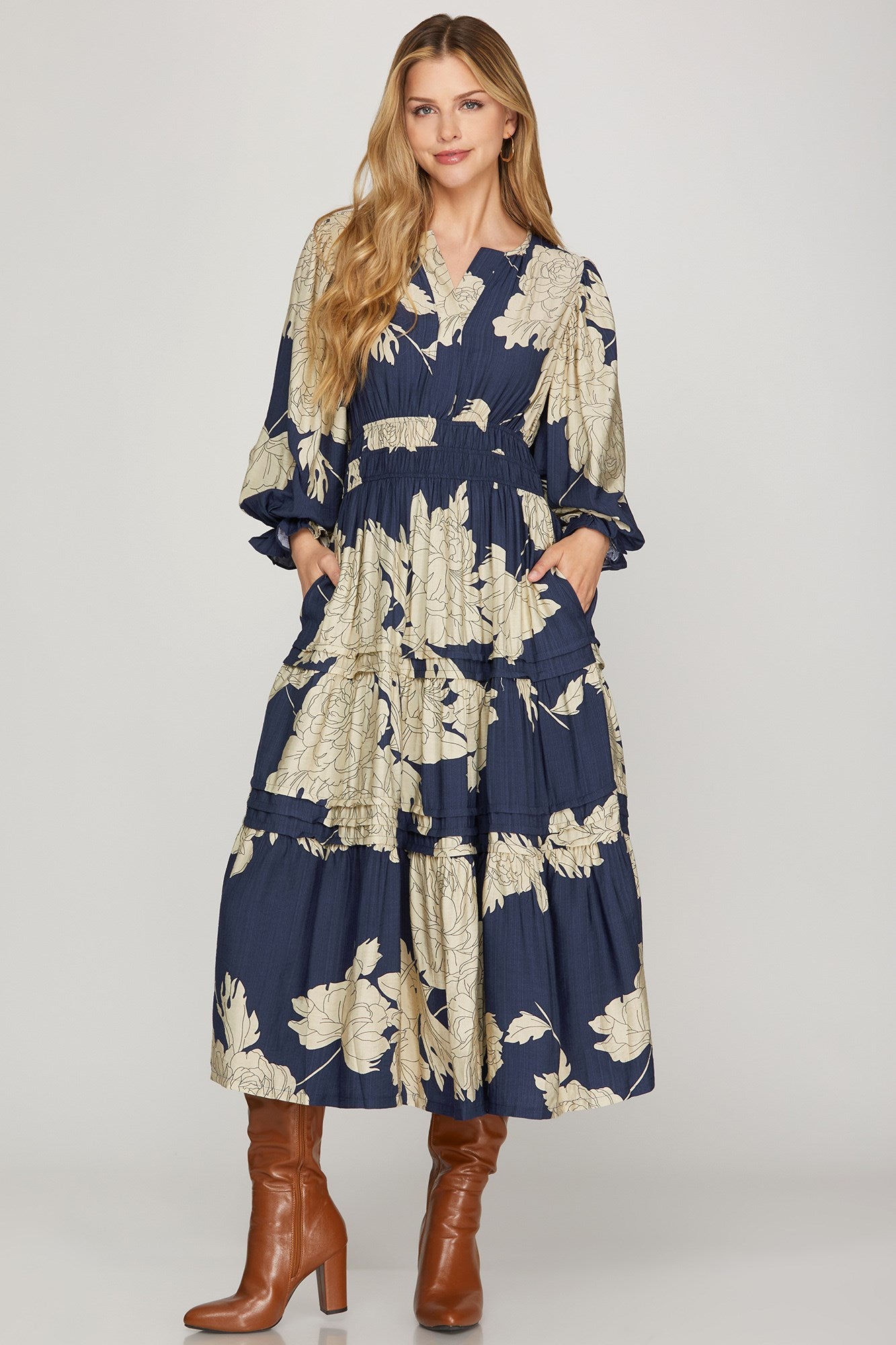 Navy Floral Maxi Dress