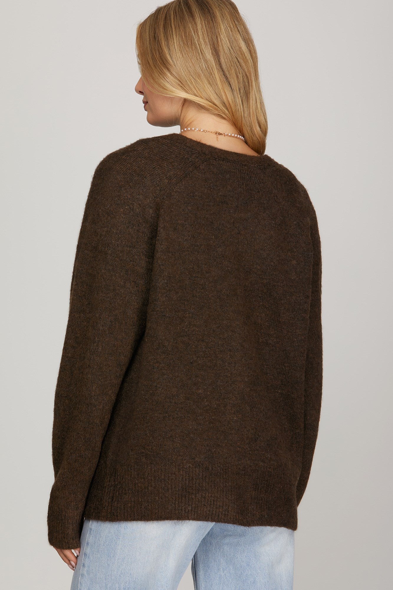 Deep Brown Button Down Cardigan