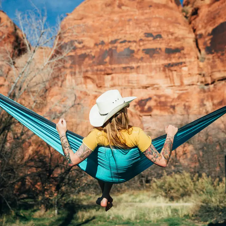 Double Hammock & Straps - Aqua & Charcoal