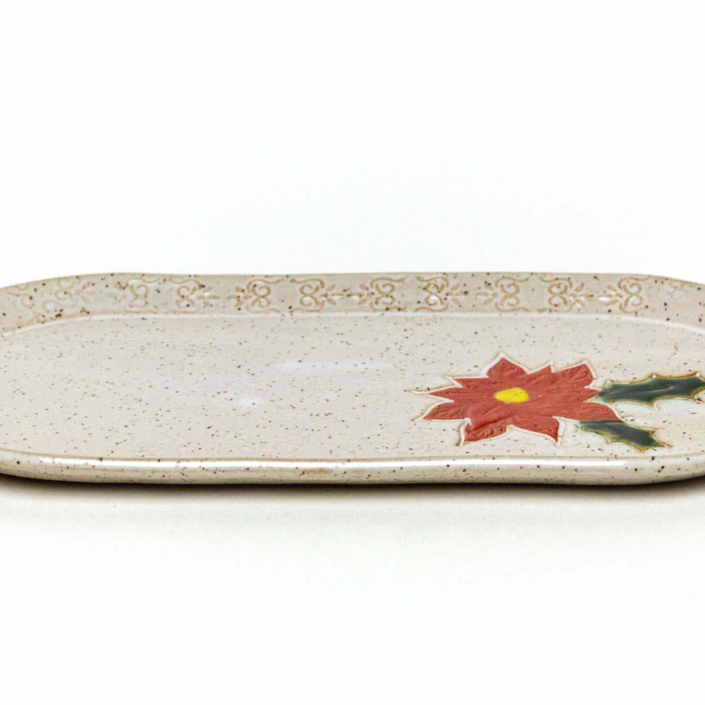 Poinsettia Handmade Ceramic 10" Platter
