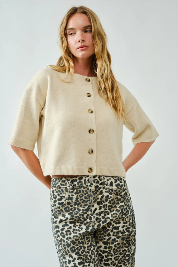 Button Down Wide Sleeves Cardigan