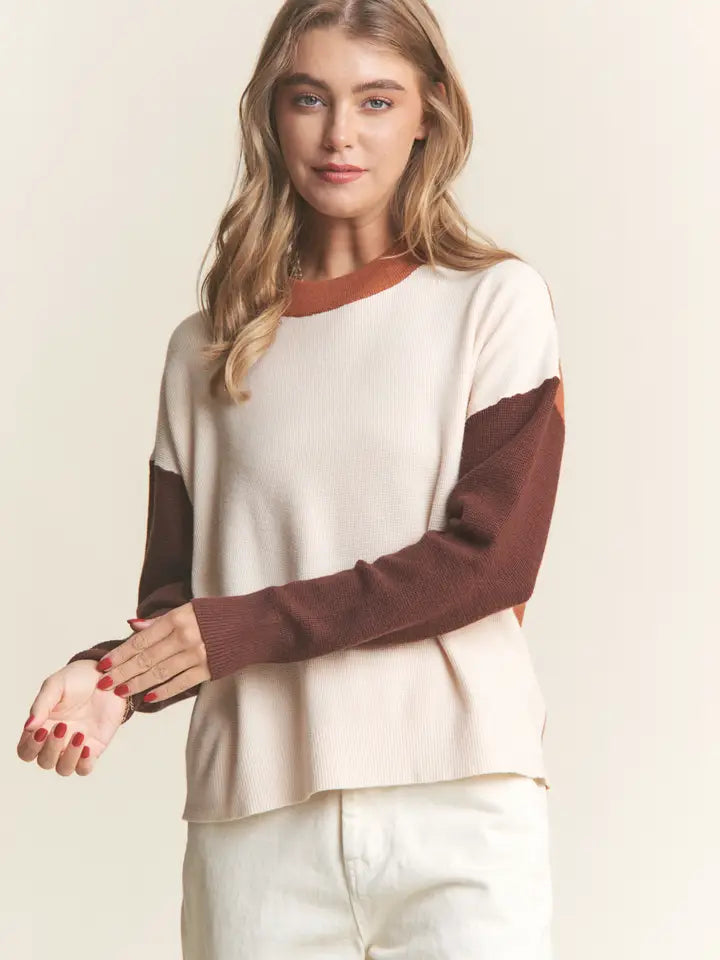 Color Block Soft Knit Sweater