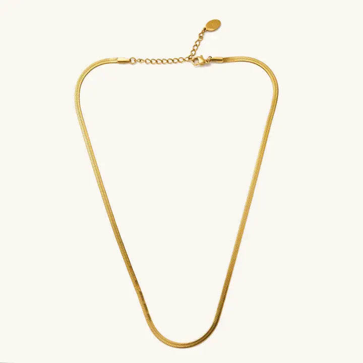 Gold Herringbone Necklace-3mm