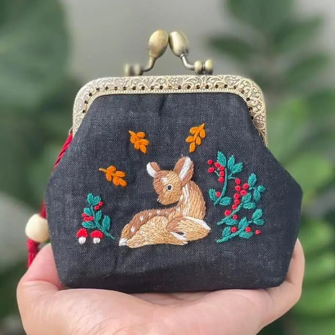 Deer Embroidered Coin Purse