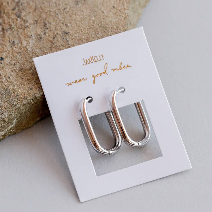 Silver Hoop - Large Rectangle
