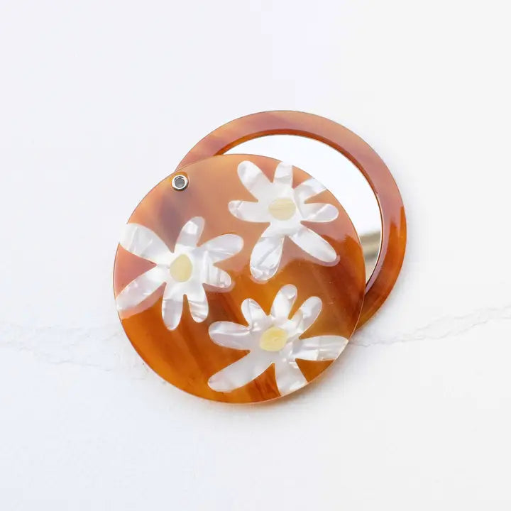 Eco Acetate Daisy Compact Mirror