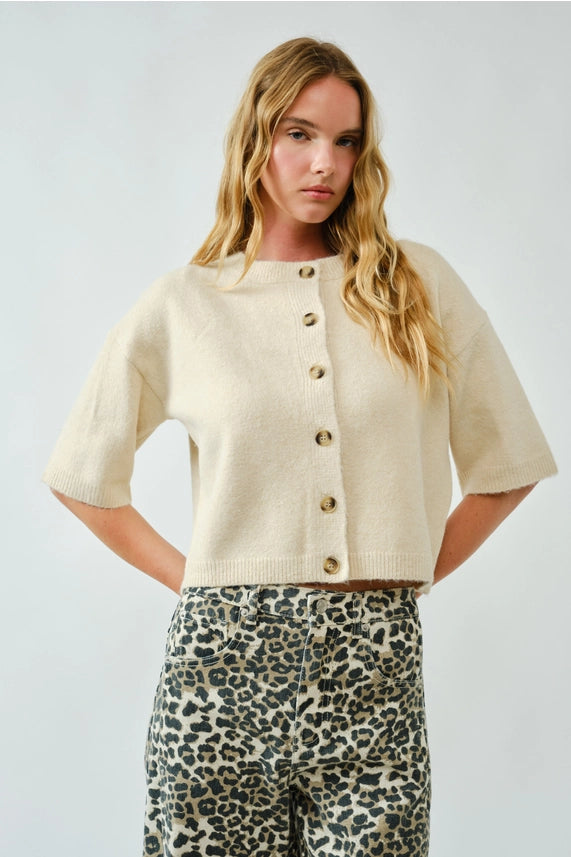 Button Down Wide Sleeves Cardigan