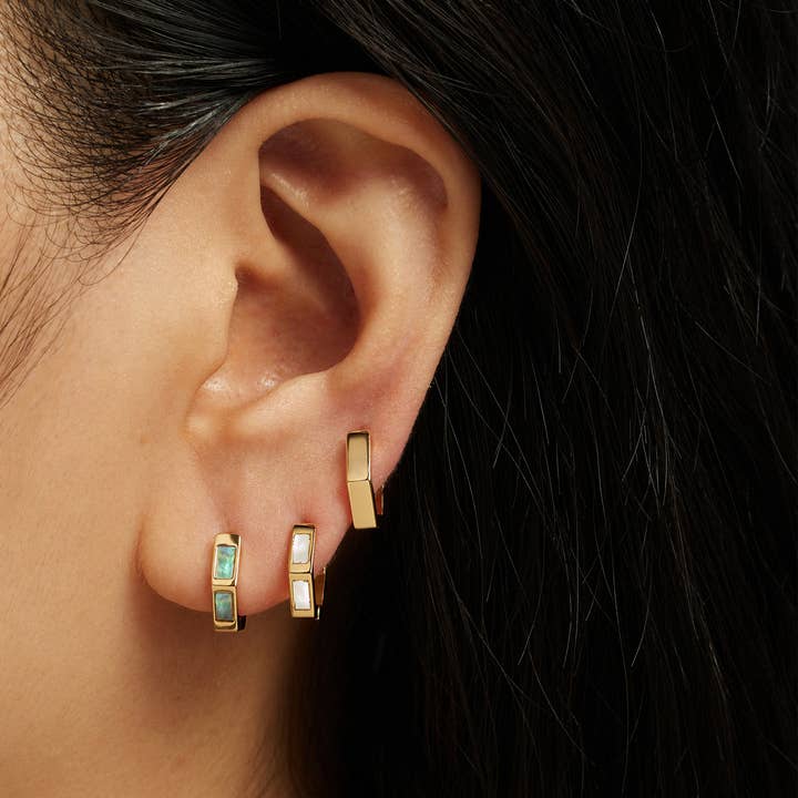 Ari Inlay Hexagon Huggies