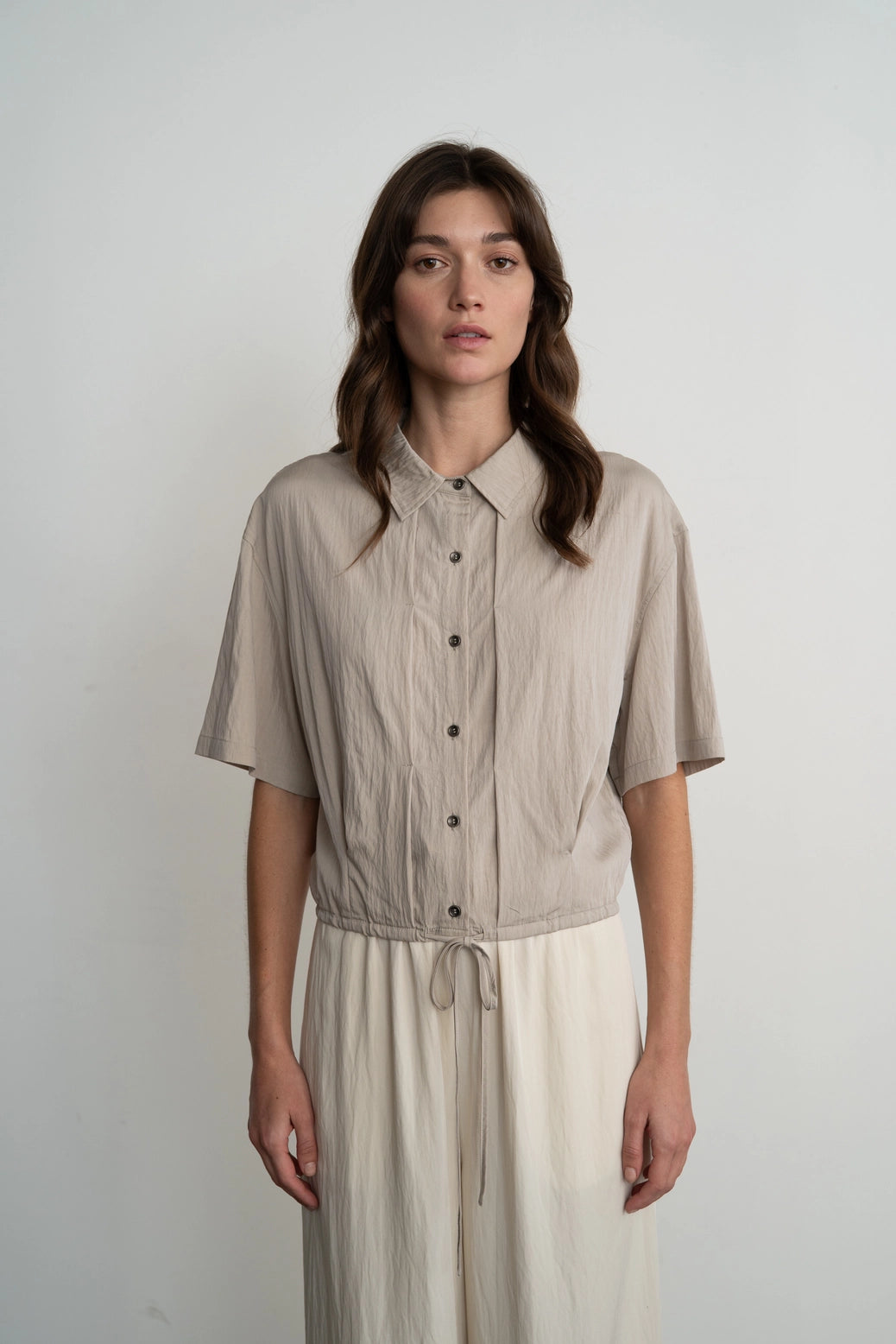 Pleated Button Down Blouse
