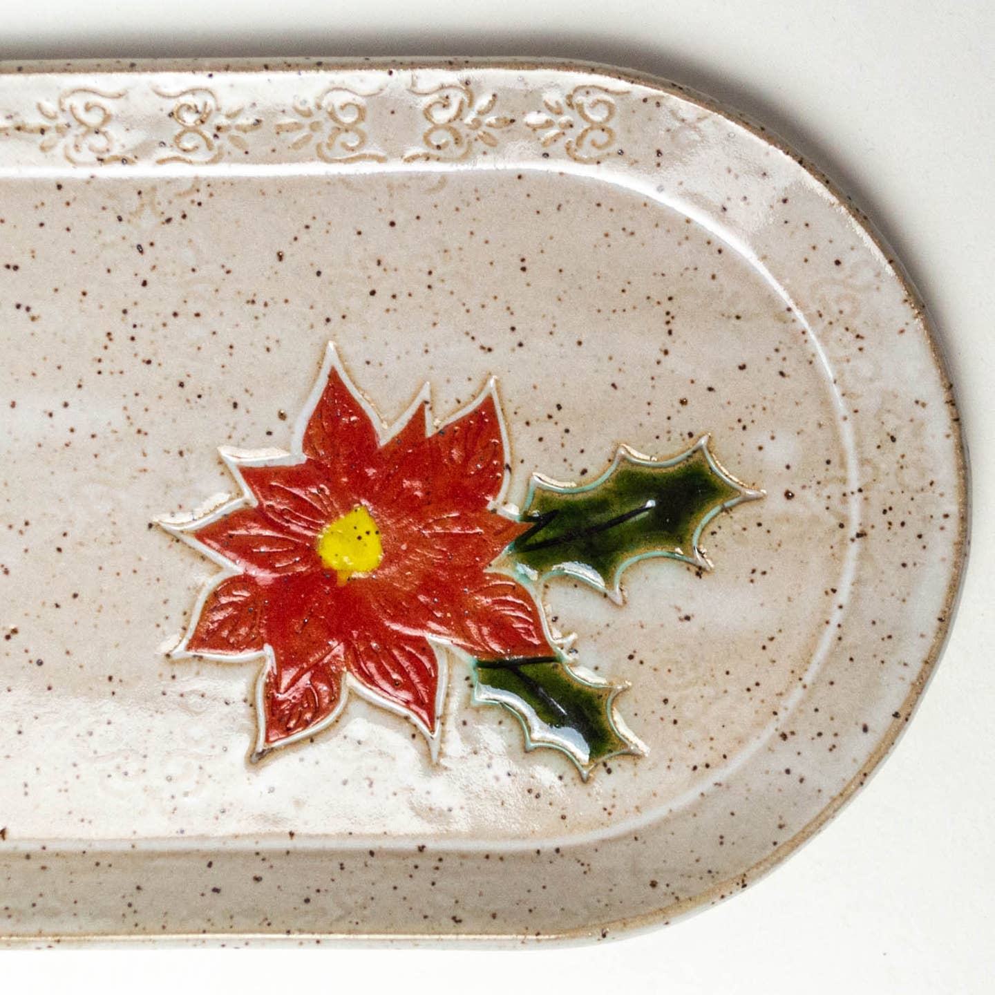 Poinsettia Handmade Ceramic 10" Platter