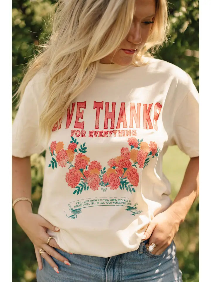 Marigold Give Thanks Fall Graphic Tee