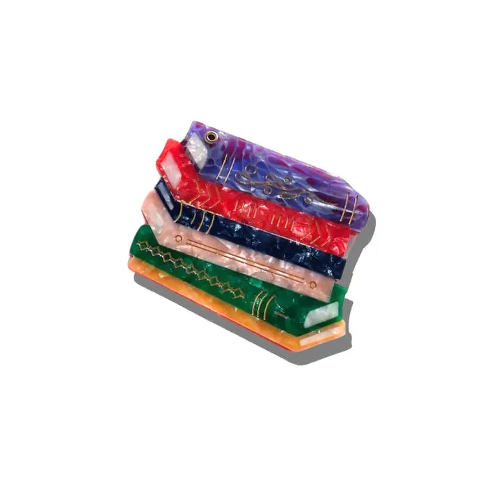 Hand-Painted Book Stack Compact Mirror