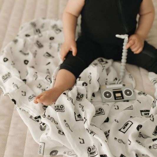 Retro Cassette Tapes Organic Cotton Swaddle