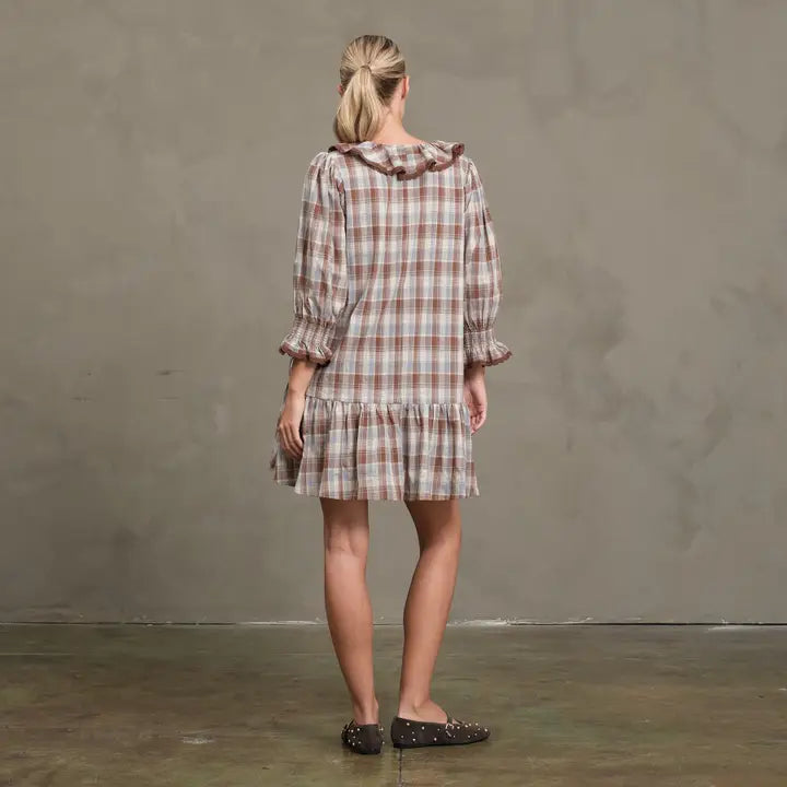Vintage Ruffle Check Babydoll Dress