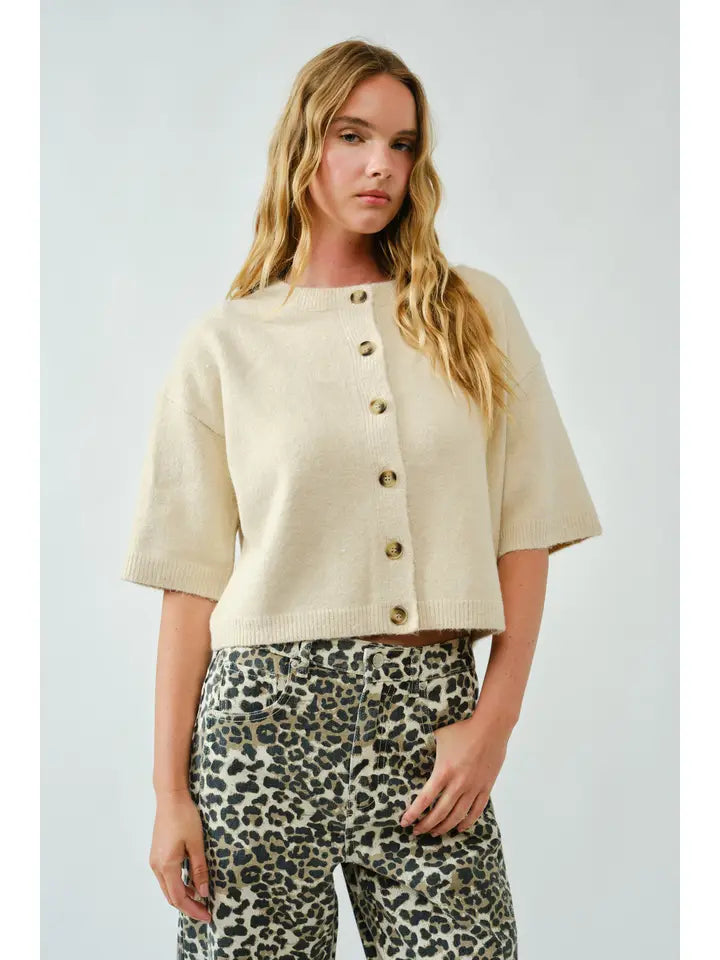 Button Down Wide Sleeves Cardigan