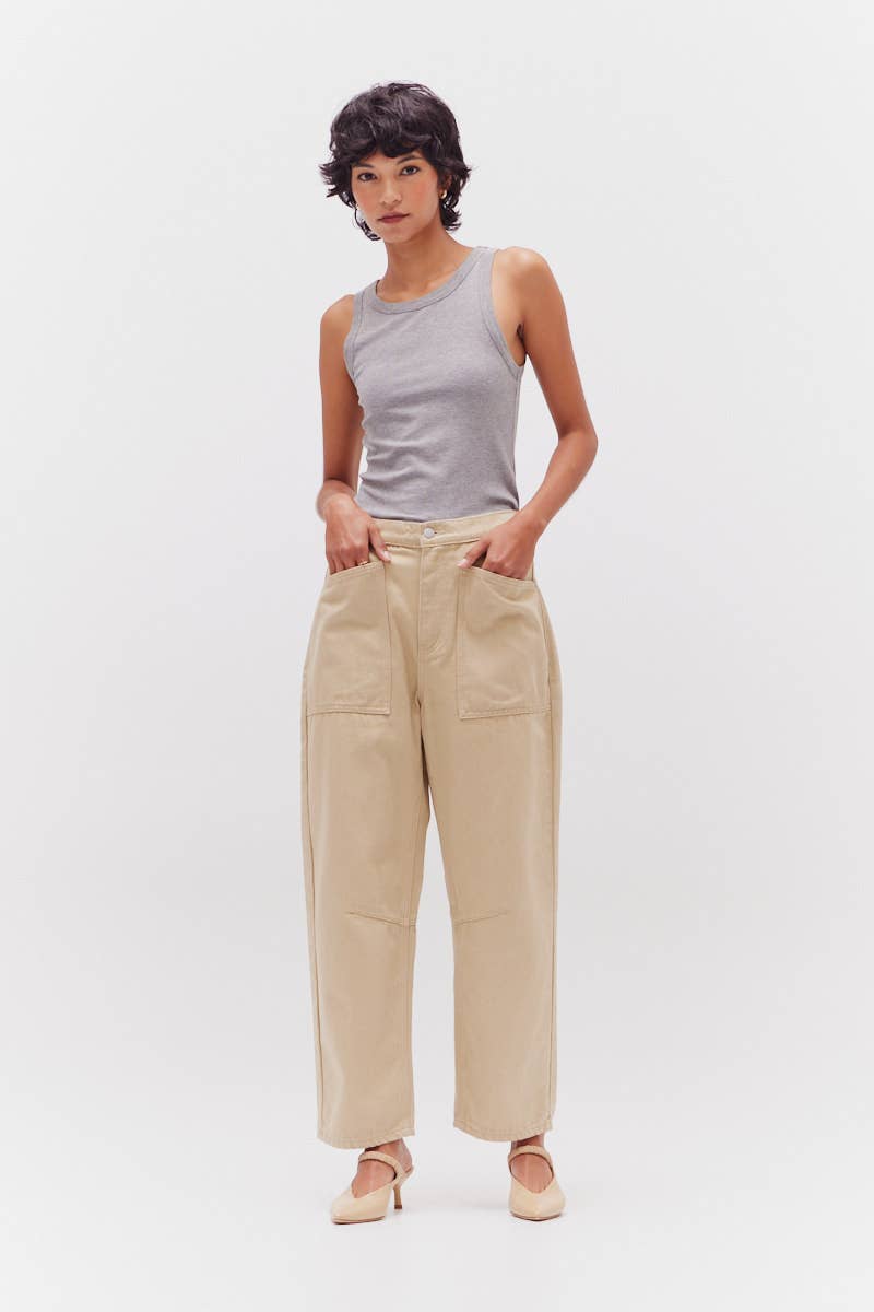 Curved Denim Pants
