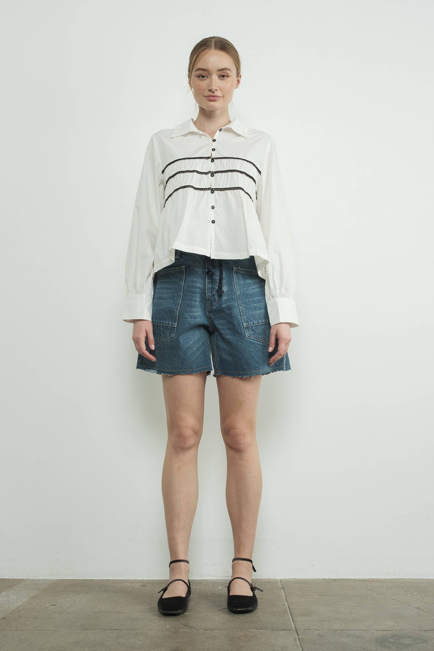 Vintage Washed Barrel Denim Shorts