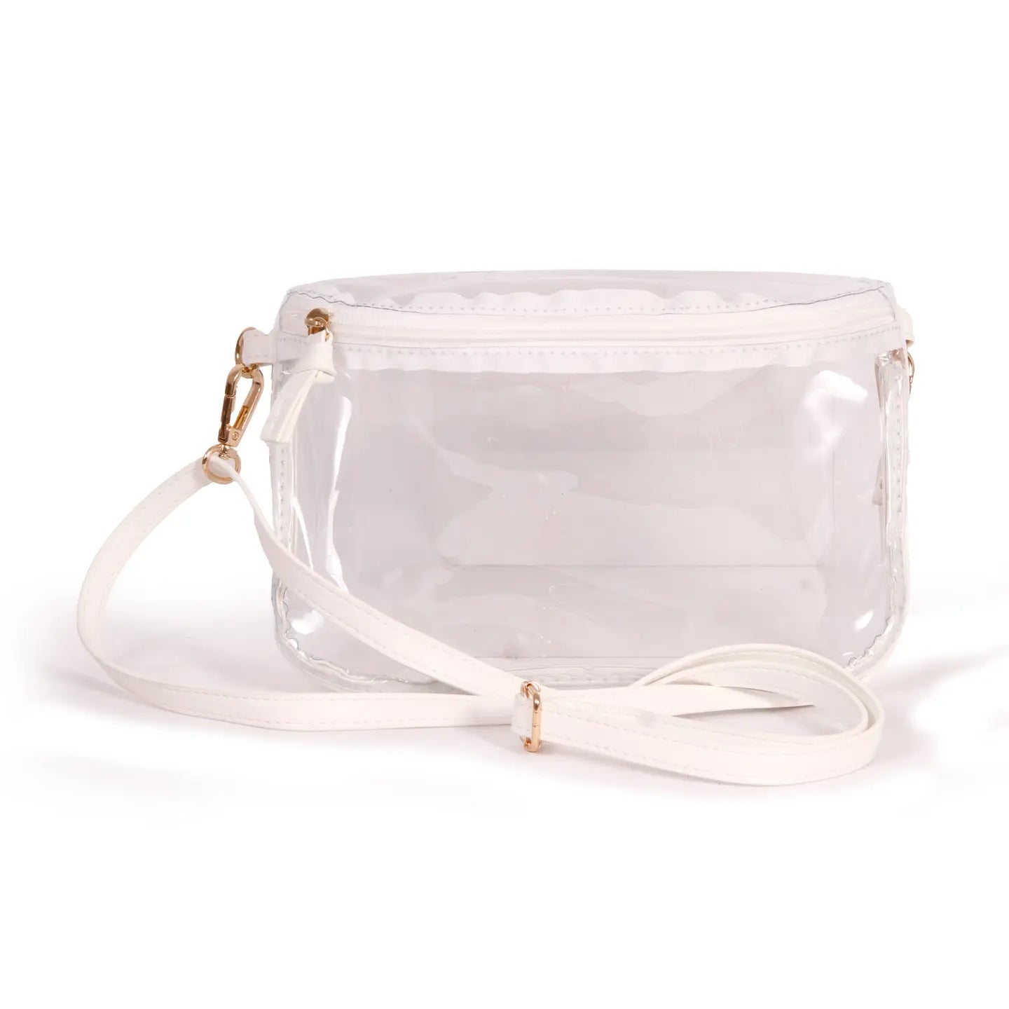 White Trimmed Clear Sling Purse
