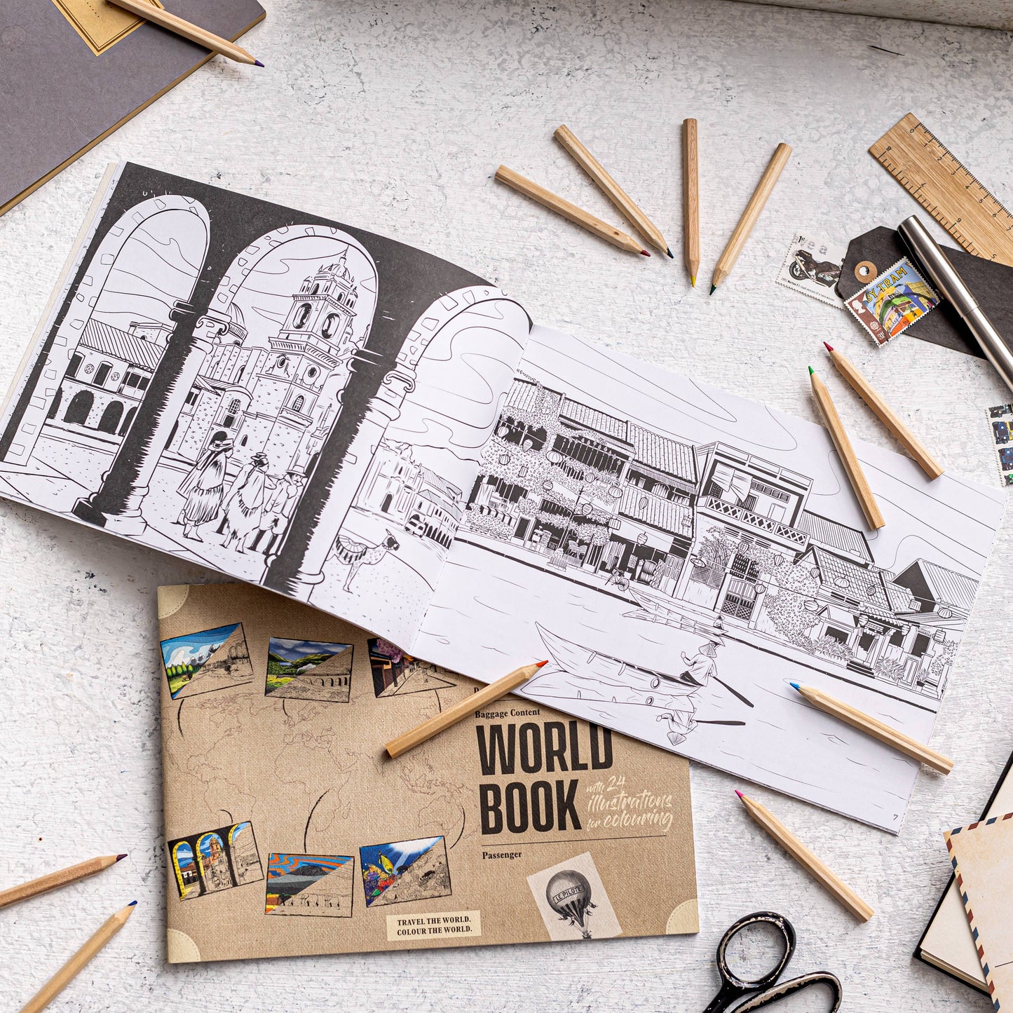 Recycled Paper World Travel Coloring Book