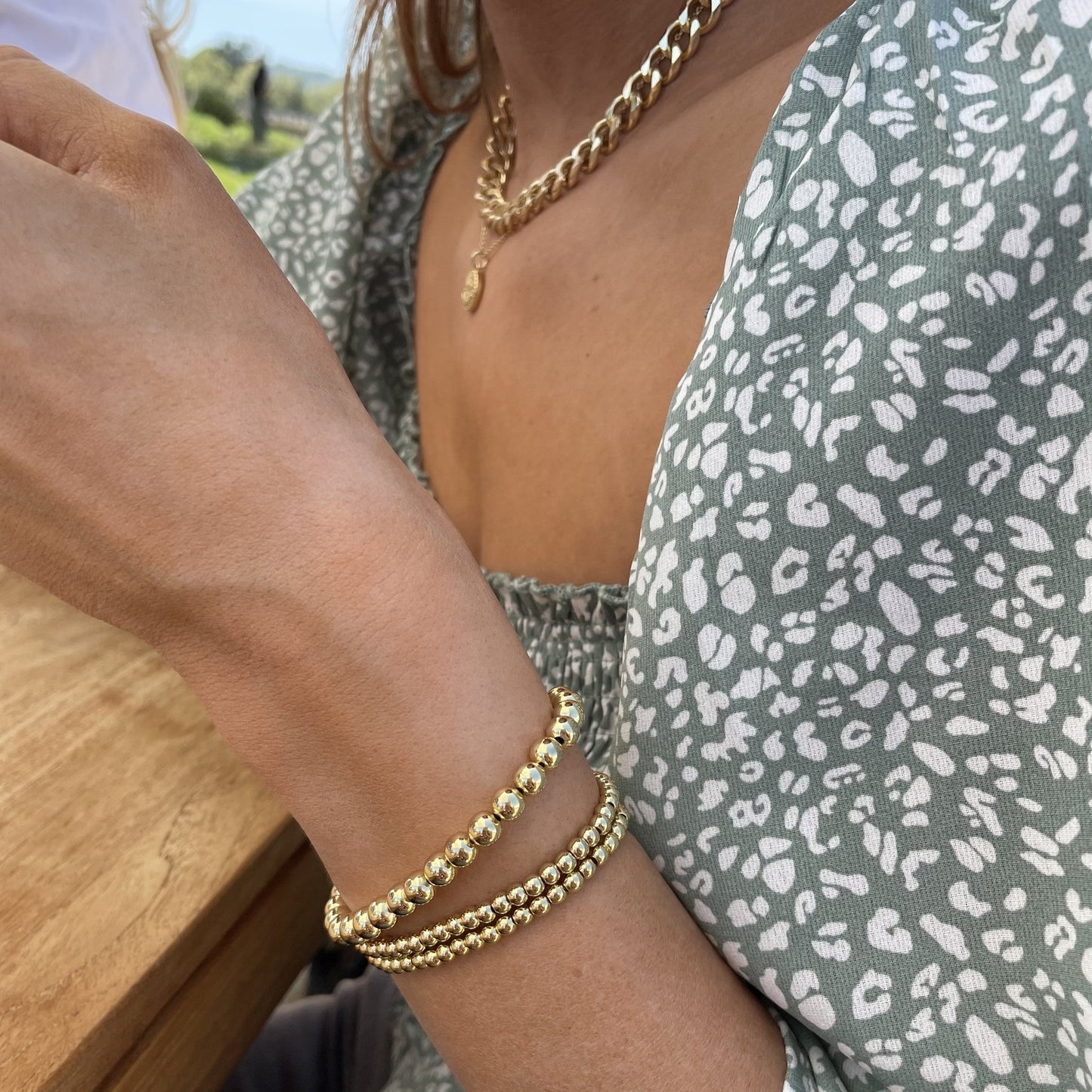 Large Gold Beaded Ball Bracelet
