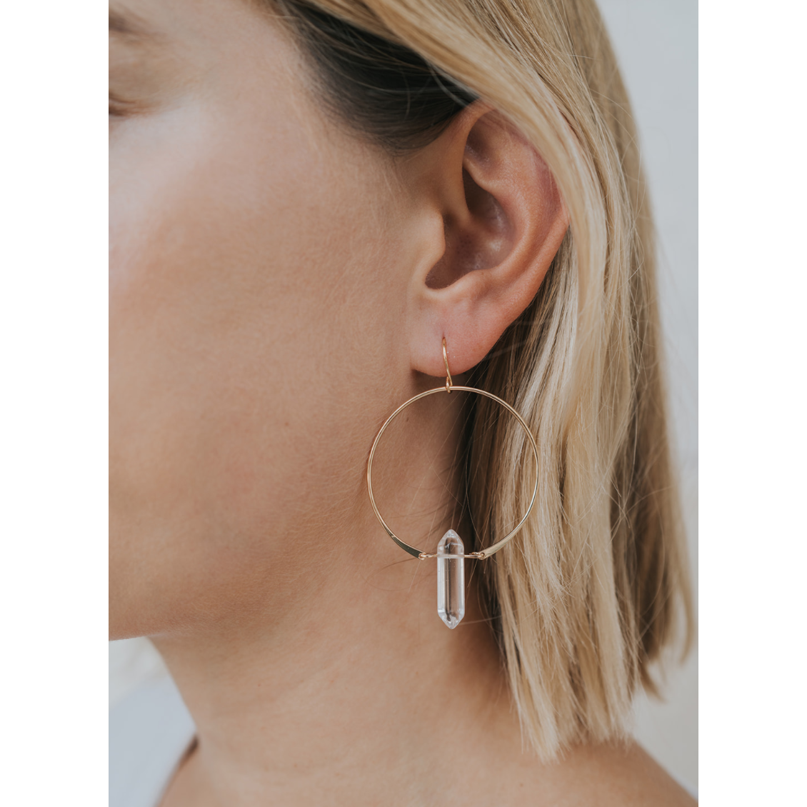 Clear Quartz Hoop