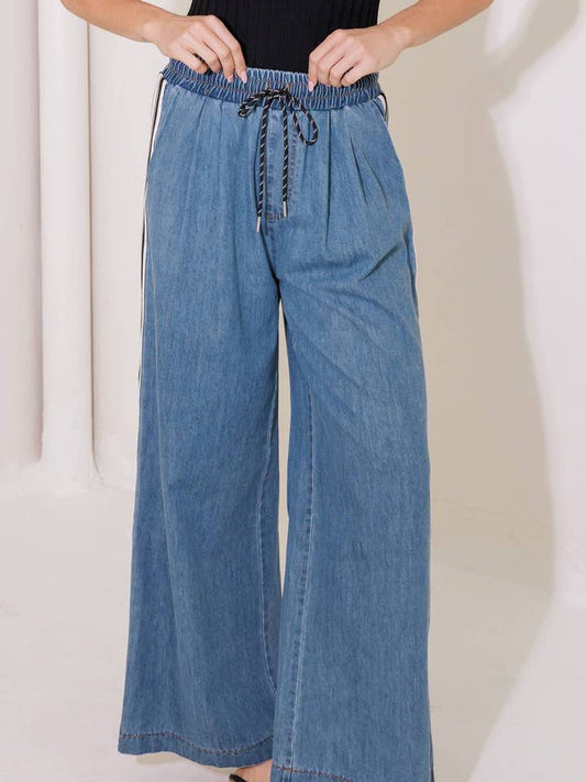 Pull On Side Stripe Denim Pant