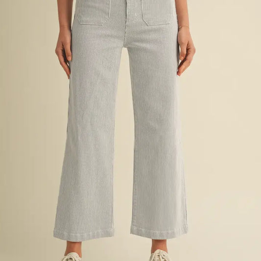 Stripe - Patch Pocket Wide Leg Pants