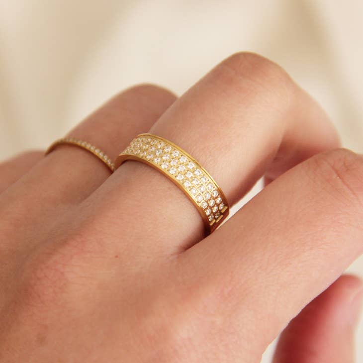 Pave CZ Wide Band Ring