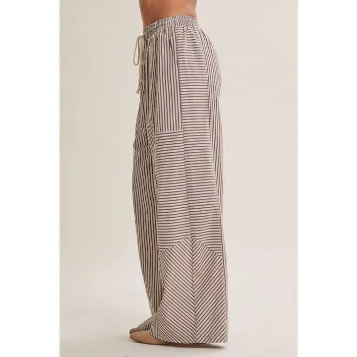 Coffee Striped Everyday Wide-Leg Pants