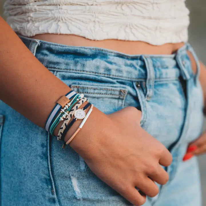 "Anchor" Nautical Colors with Anchor Charm Hair Tie Bracelets