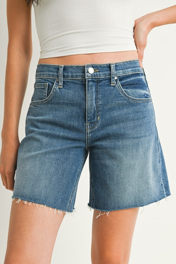 Denim Short Frayed Hem 7"