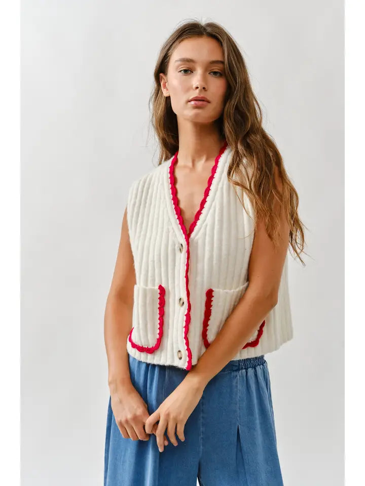 Contrast Ribbed Sweater Vest