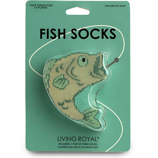 3D Packaged Crew Socks - Fish - "Gone Fishing" - Green