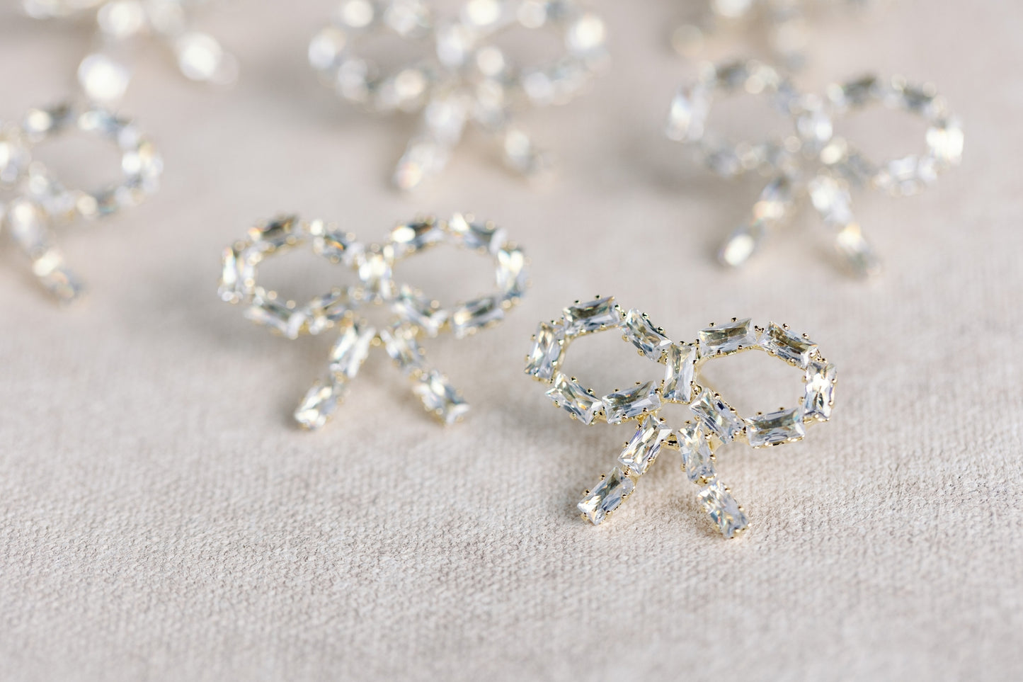 Sparkling Diamond Mini Statement Bow Earrings