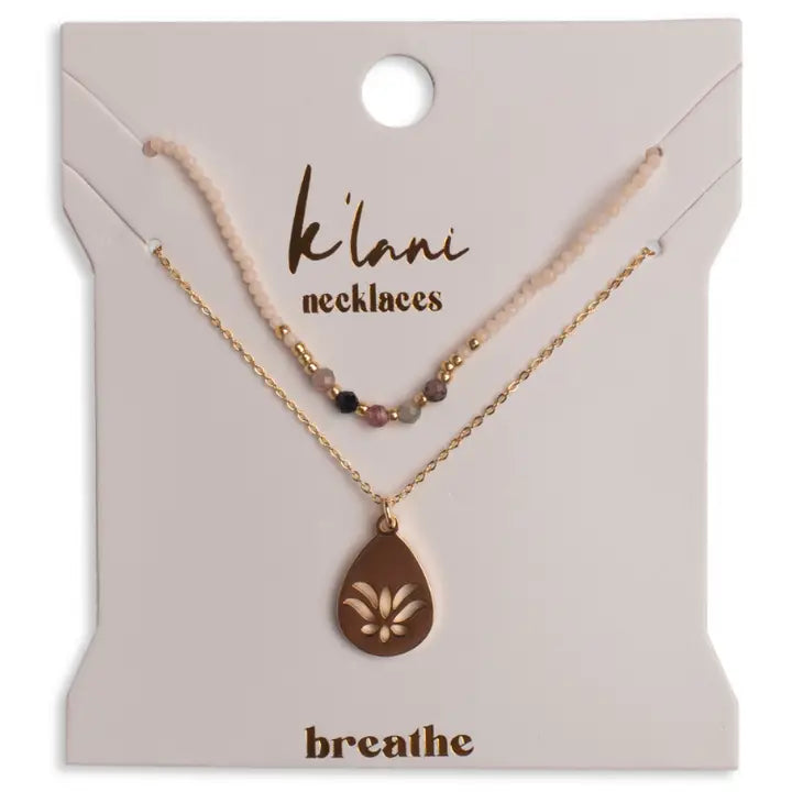 "Breathe" Gold Lotus Necklace Set
