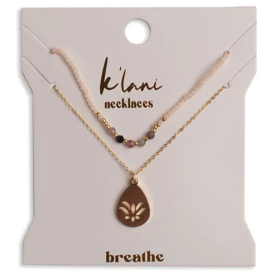 "Breathe" Gold Lotus Necklace Set
