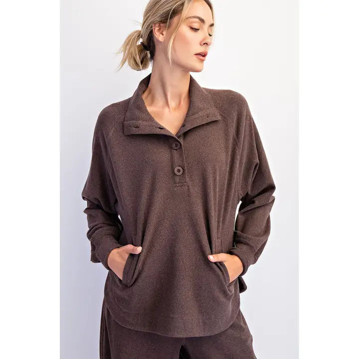 Espresso Button Down Pullover