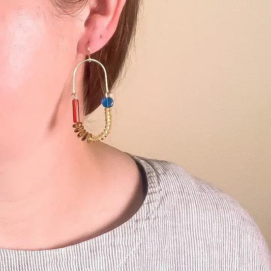 Balance Earrings- Topaz, Tortoise, Ruby, and Capri