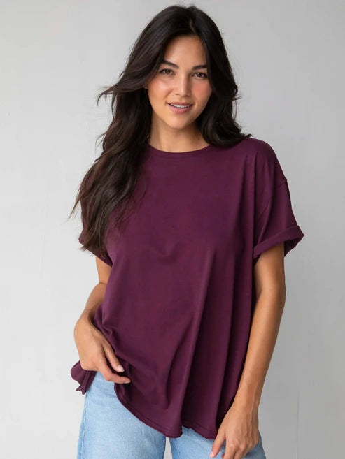 Take It In Cotton Tee-Cranberry